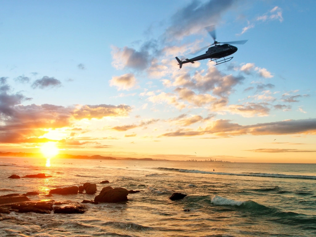 Sunset above the southern beaches of the Gold Coast