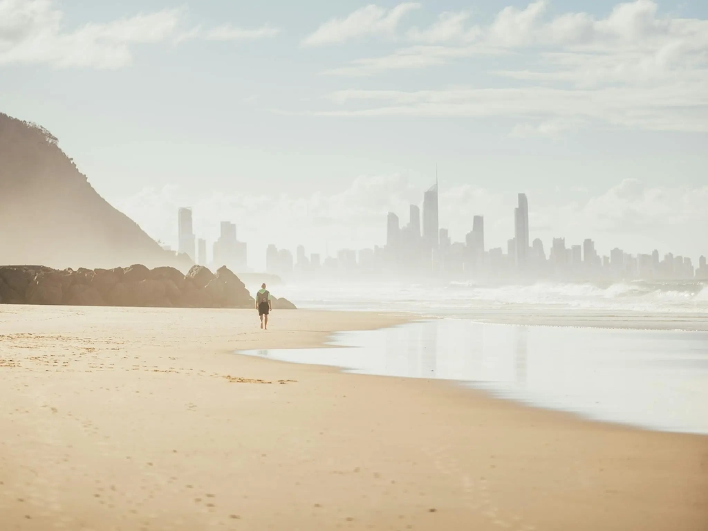Man walking at Palm Beach