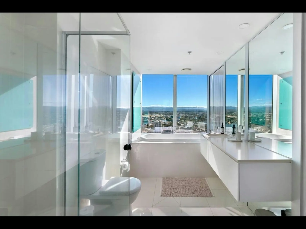 Soak in the view at this spacious bathroom
