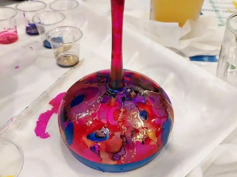 Sip 'n' Dip - Learn to paint alcohol ink cocktail glasses -FlamingKo Cafe - Broadbeach Image 4