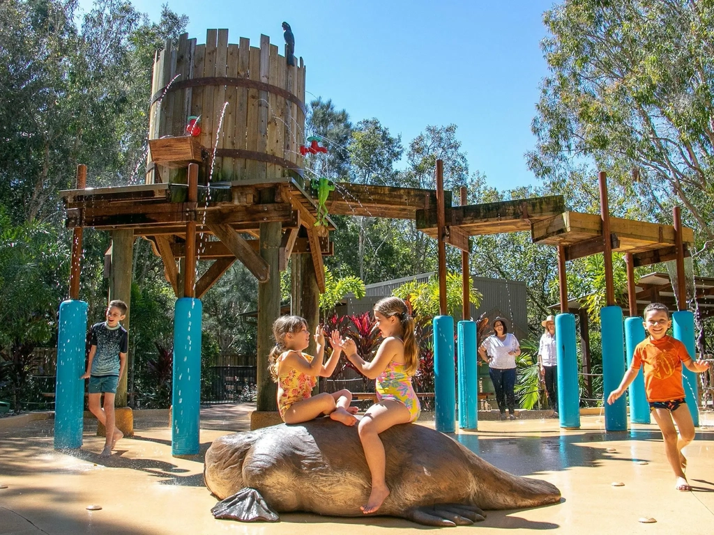 Children playing in the splash water park at Currumbin Wildlife Sanctuary