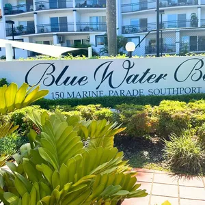 Entrance sign to Blue water luxury villas