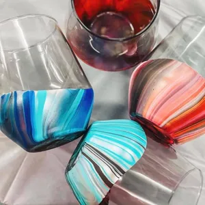 Make 4 Marbled Stemless Wine Glasses - Club Burleigh Image 1