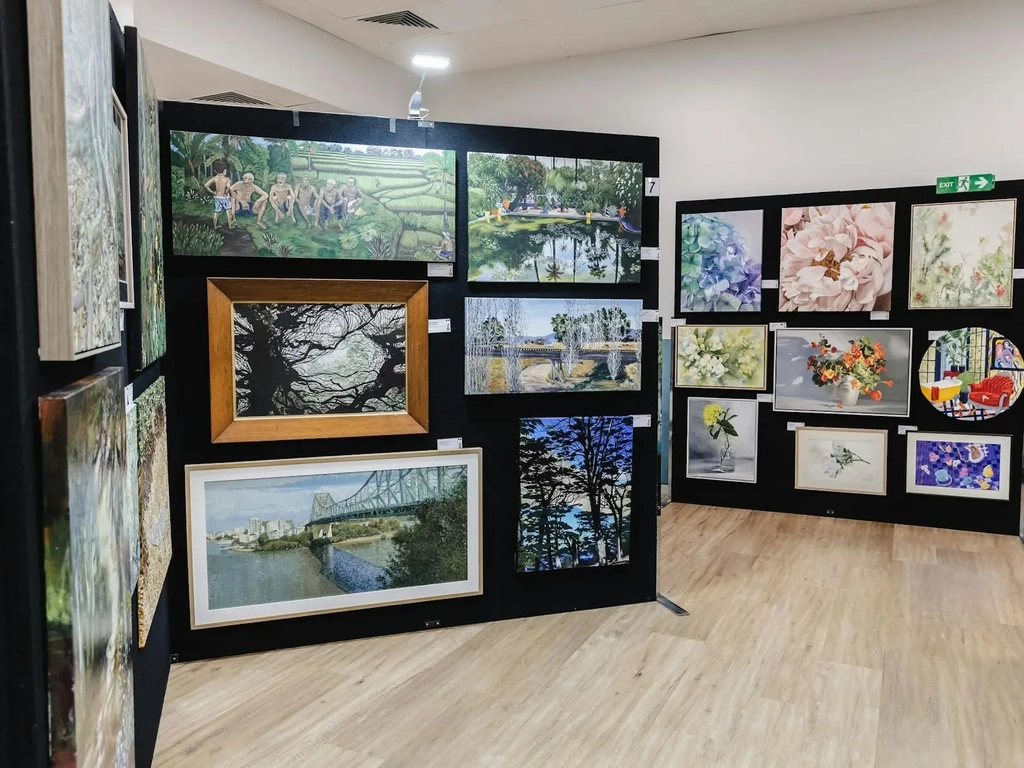 Paintings hung on a wall