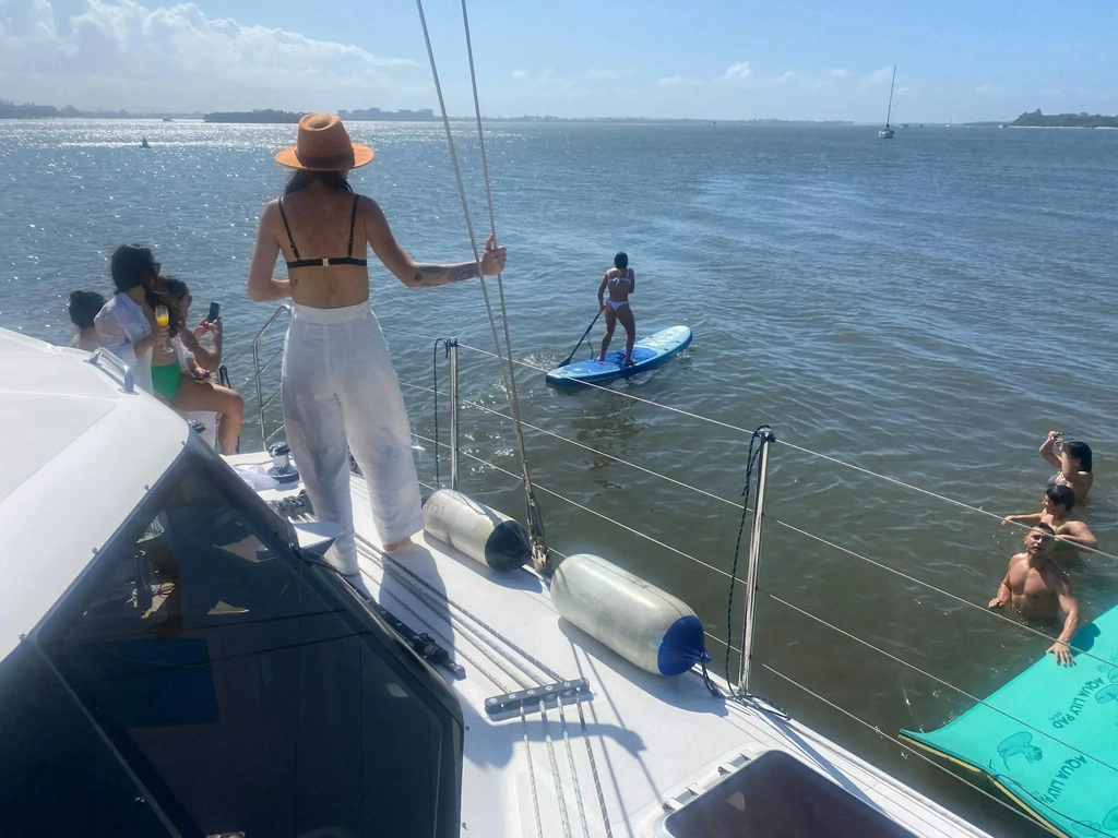 Gold Coast party boat hire padleboarding