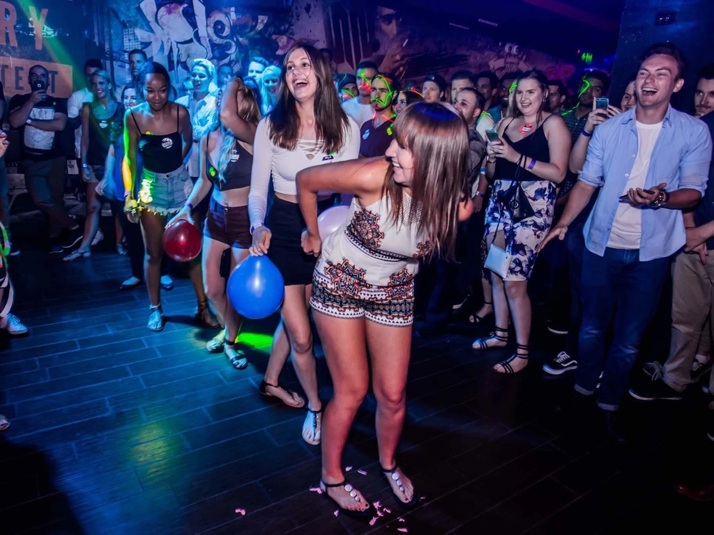 hilarious party games on the Wicked Club Crawl at Shooters nightclub