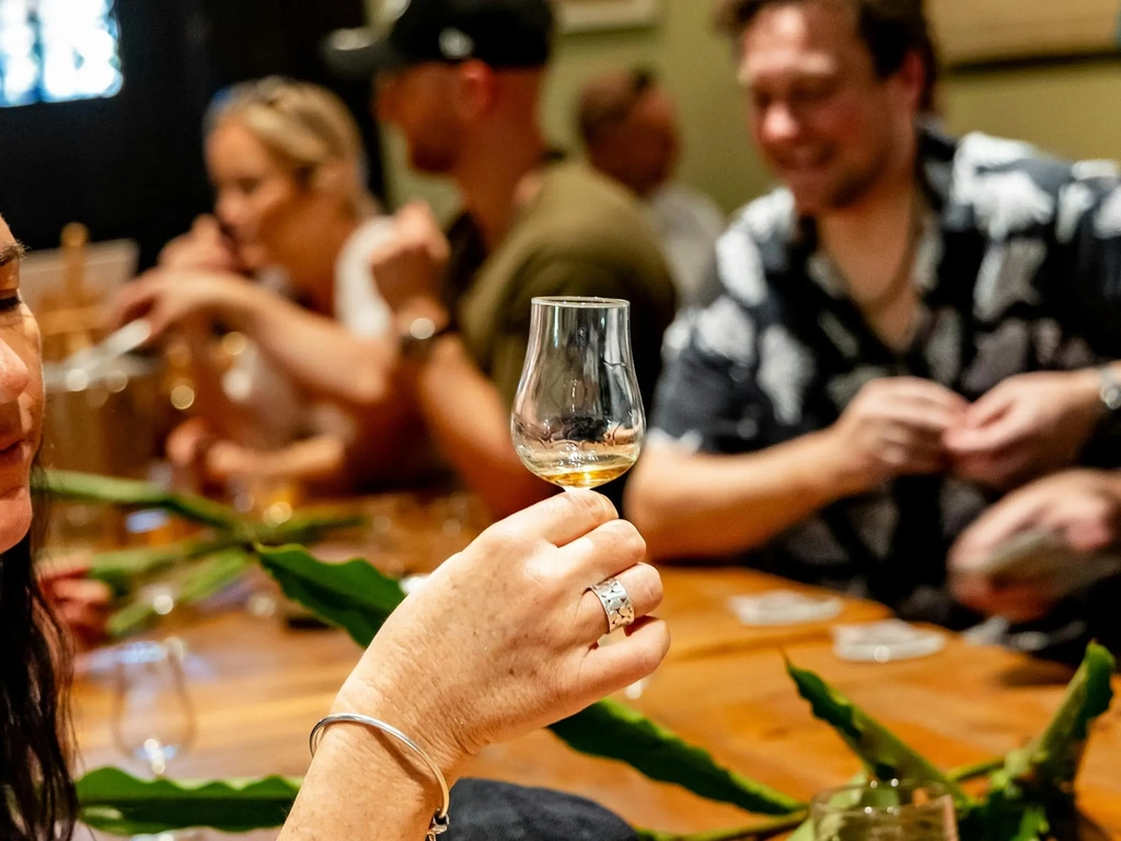 Rum tastings in the barrel house.