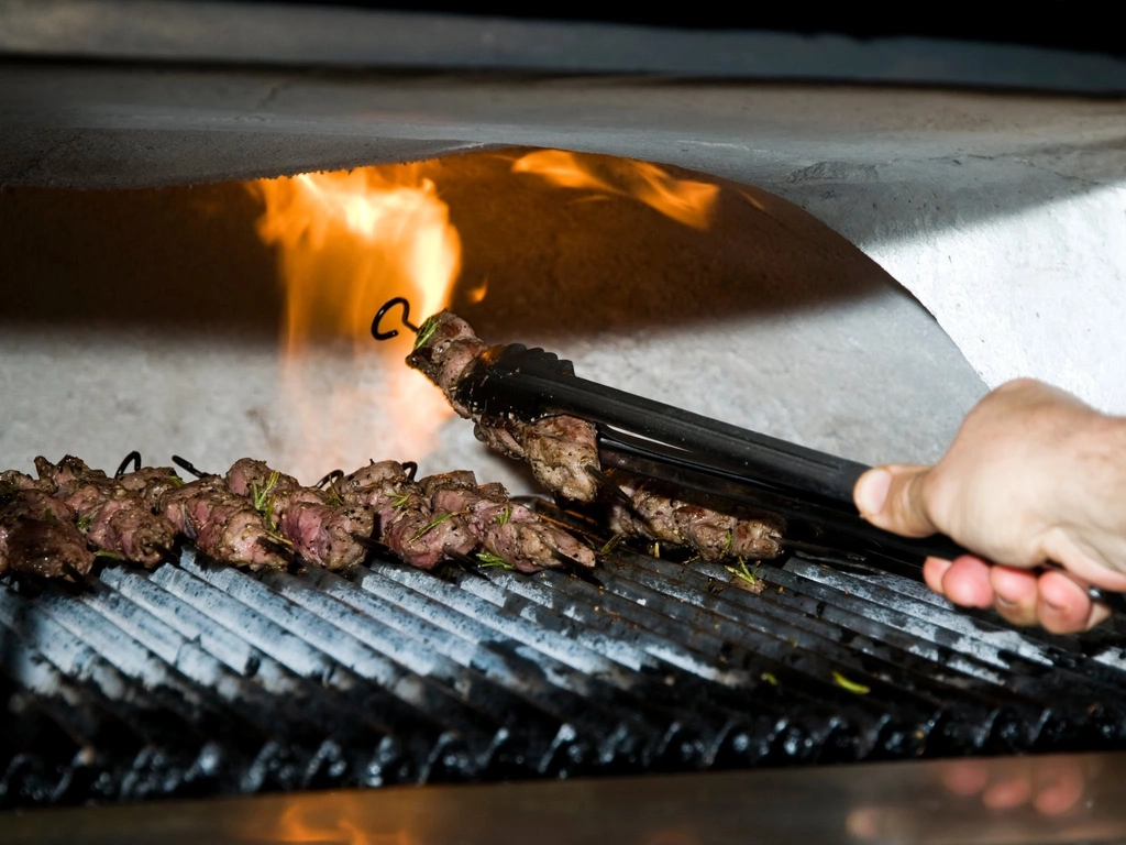 Grilling Rosemary and Garlic Lamb Skewers in the Taboon Oven