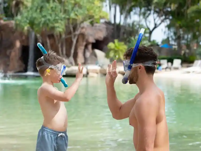 Father & Son at the pool