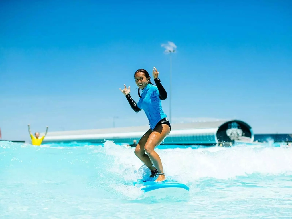 Surfer at wave pool