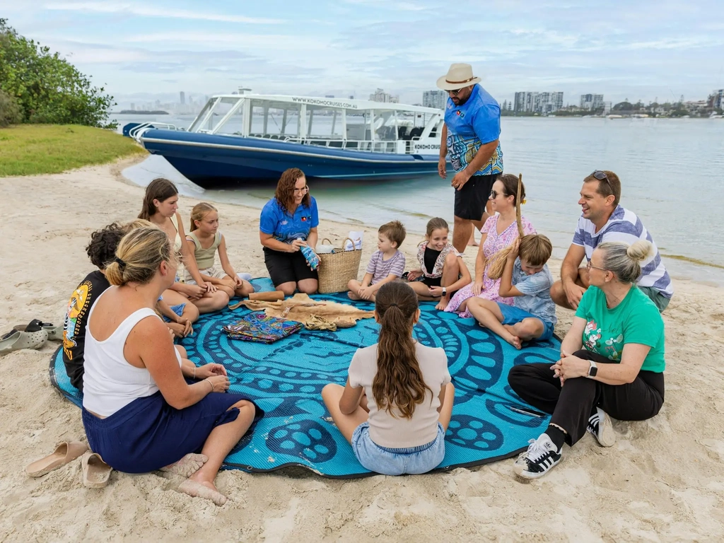 A Yarning Circle at Wavebreak Island, where guests can engage in meaningful discussions.