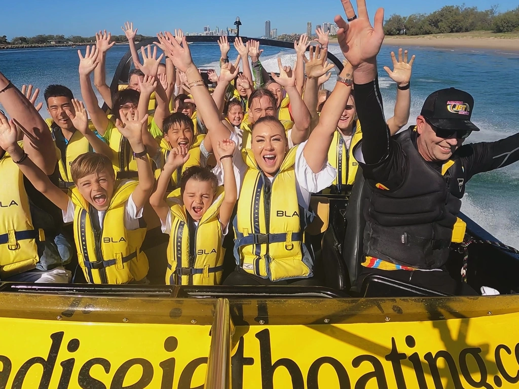 Paradise Jet Boating Hands in the Air Celebration