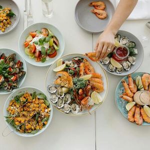 Variety of dishes from Seafood Buffet.