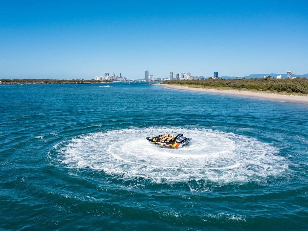 Paradise Jet Boating Aerial near Wave Break Island Gold Coast