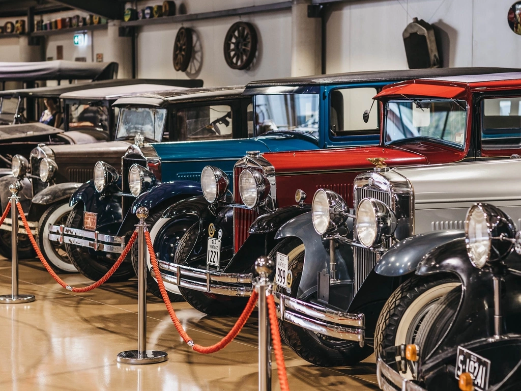 Vintage cars on display