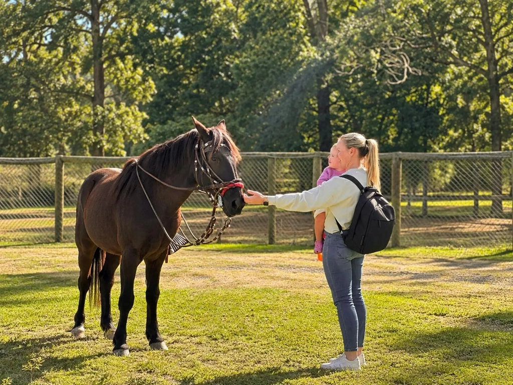 mom child and horse