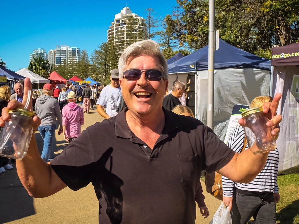 One of our stallholders always with a smile on his face