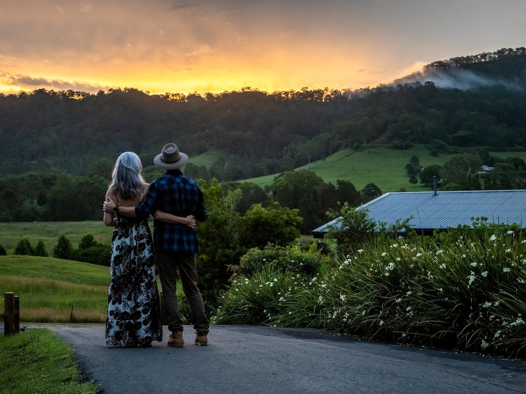 Enjoying the sun going behind the hills of the Canungra Valley