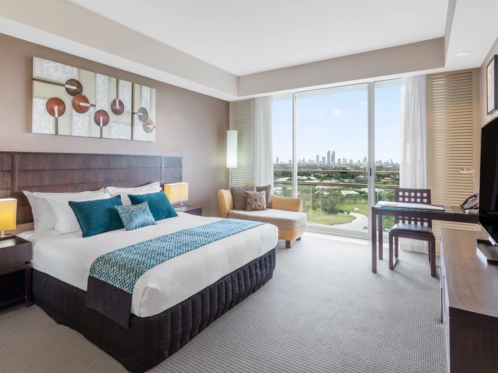 RACV Royal Pines Resort Hotel room with bed and view