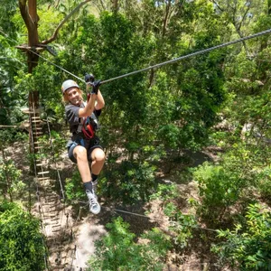 Girl zipline adventure heights