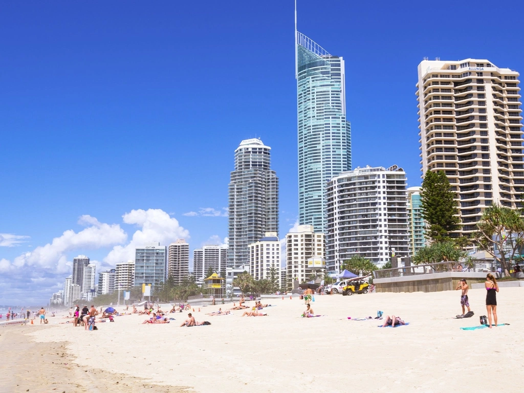 People on Surfers Paradise Beach