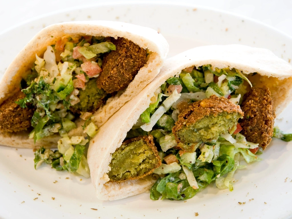 Pocket Pita filled with traditional falafels and salad