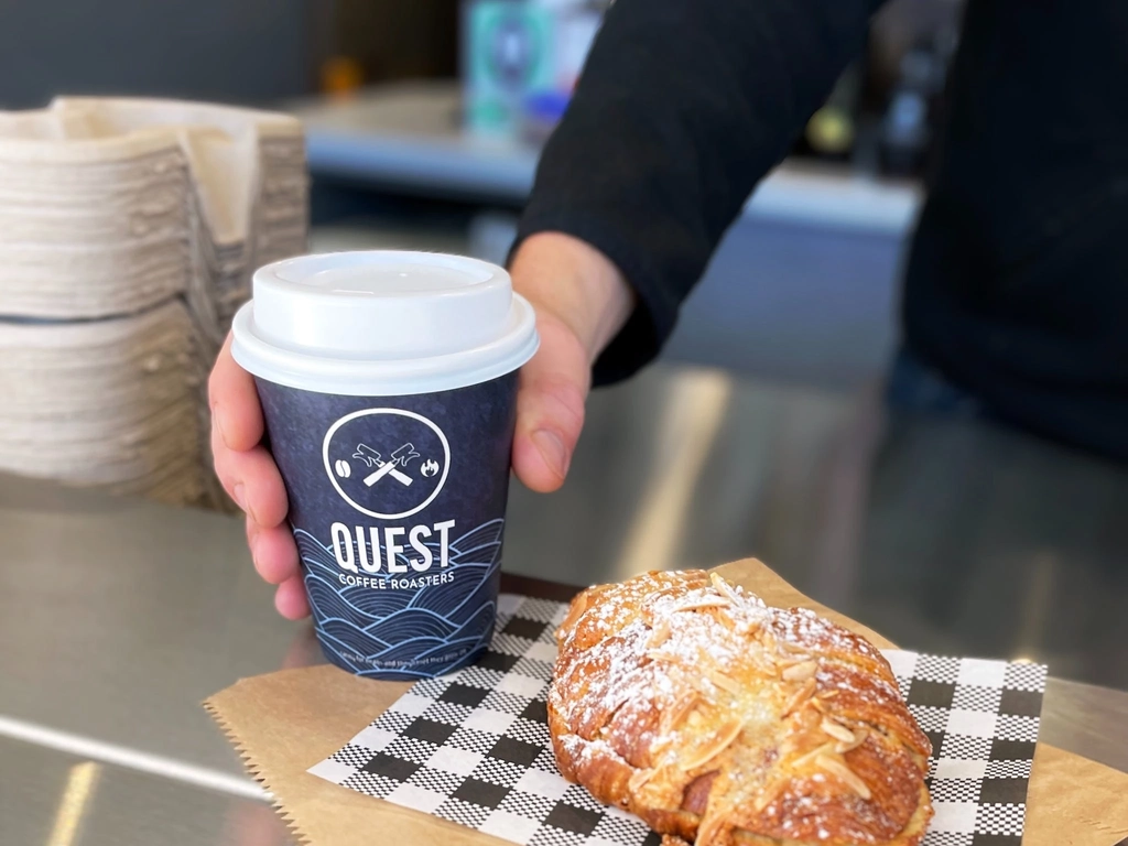 Serving locally roasted organic coffee by Quest Coffee Roasters